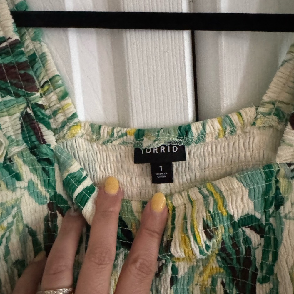 Torrid Green Ruffled Smocked Tank Top - Picture 6 of 6